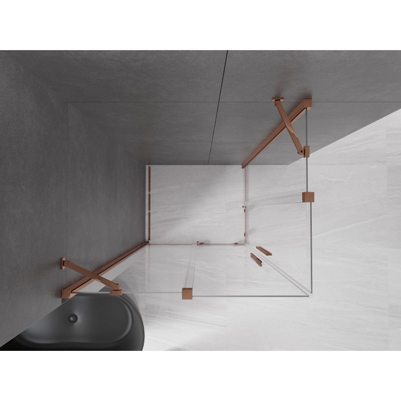 Mexen Velar Duo sliding shower enclosure 90 x 80 cm, transparent, rose gold - 871-090-080-02-60