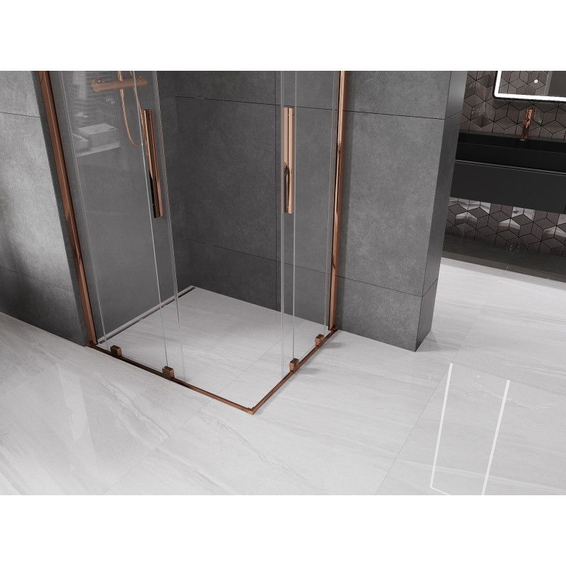 Mexen Velar Duo Sliding Shower Enclosure 100 x 90 cm, Transparent, Rose Gold - 871-100-090-02-60