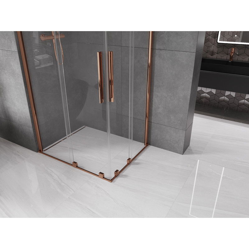 Mexen Velar Duo Sliding Shower Enclosure 100 x 90 cm, Transparent, Rose Gold - 871-100-090-02-60