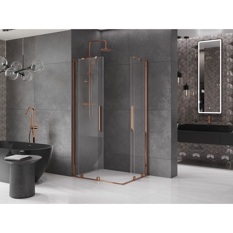 Mexen Velar Duo Sliding Shower Enclosure 100 x 90 cm, Transparent, Rose Gold - 871-100-090-02-60