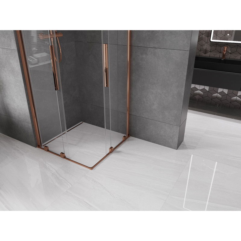 Mexen Velar Duo sliding shower enclosure 80 x 80 cm, transparent, rose gold - 871-080-080-02-60