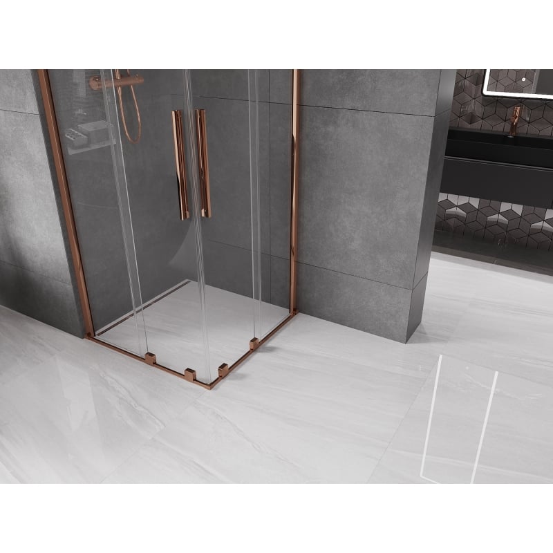 Mexen Velar Duo sliding shower cabin 80 x 80 cm, transparent, rose gold - 871-080-080-02-60