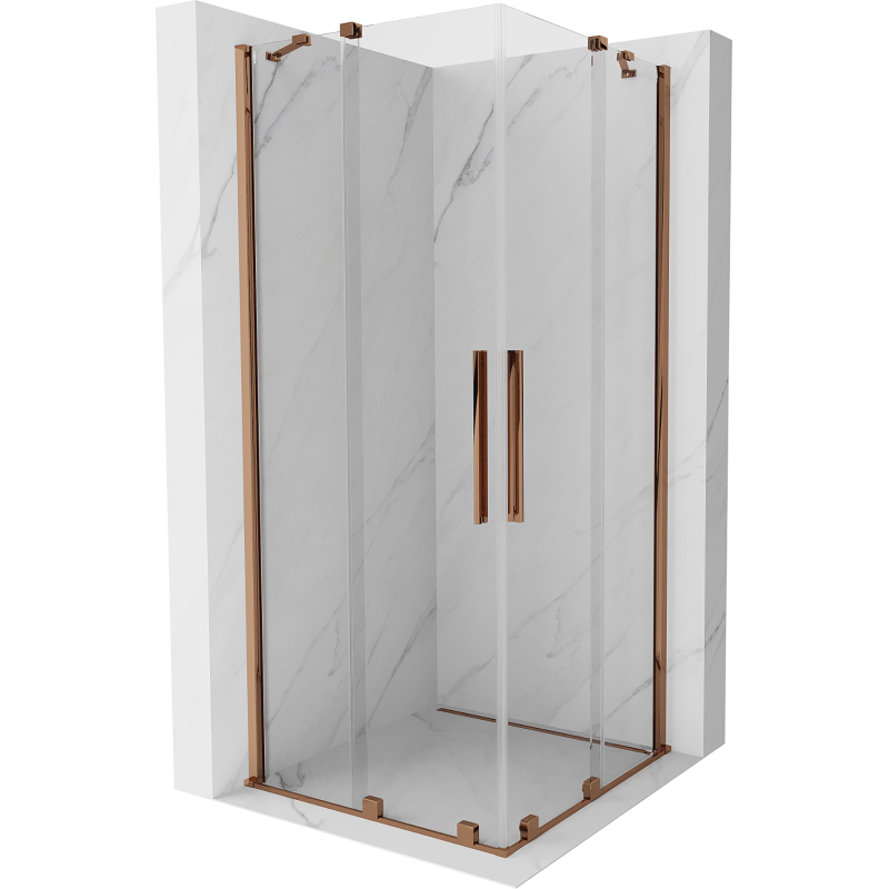 Mexen Velar Duo extendable shower cubicle 80 x 80 cm, transparent, Rose gold - 871-080-080-02-60