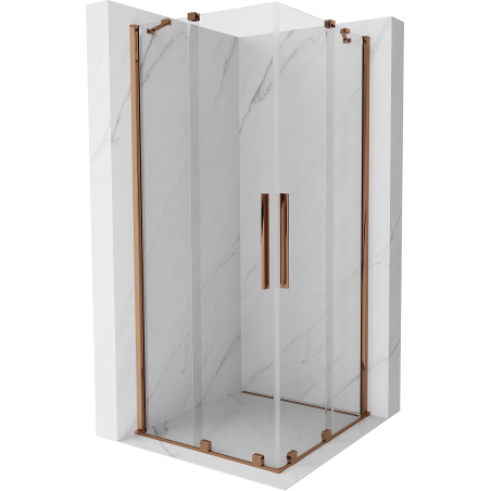 Mexen Velar Duo extendable shower cubicle 80 x 80 cm, transparent, Rose gold - 871-080-080-02-60