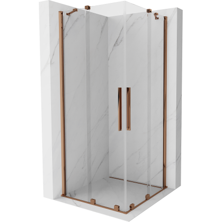Mexen Velar Duo sliding shower enclosure 80 x 80 cm, transparent, rose gold - 871-080-080-02-60