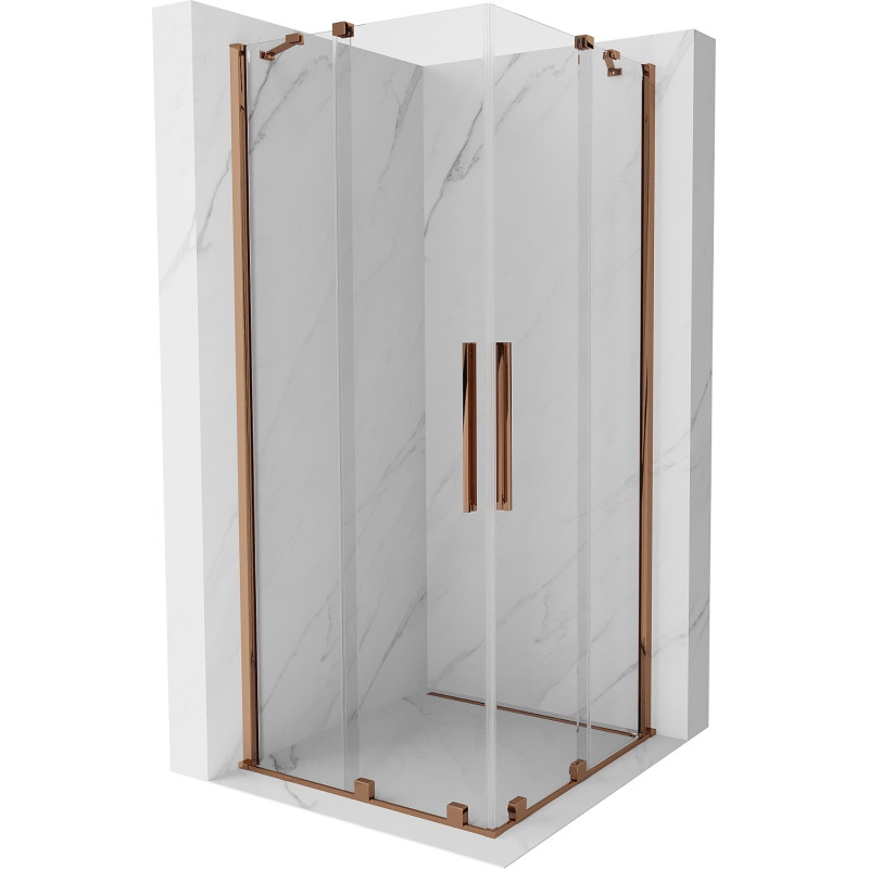 Mexen Velar Duo Sliding Shower Enclosure 90 x 90 cm, Transparent, Rose Gold - 871-090-090-02-60