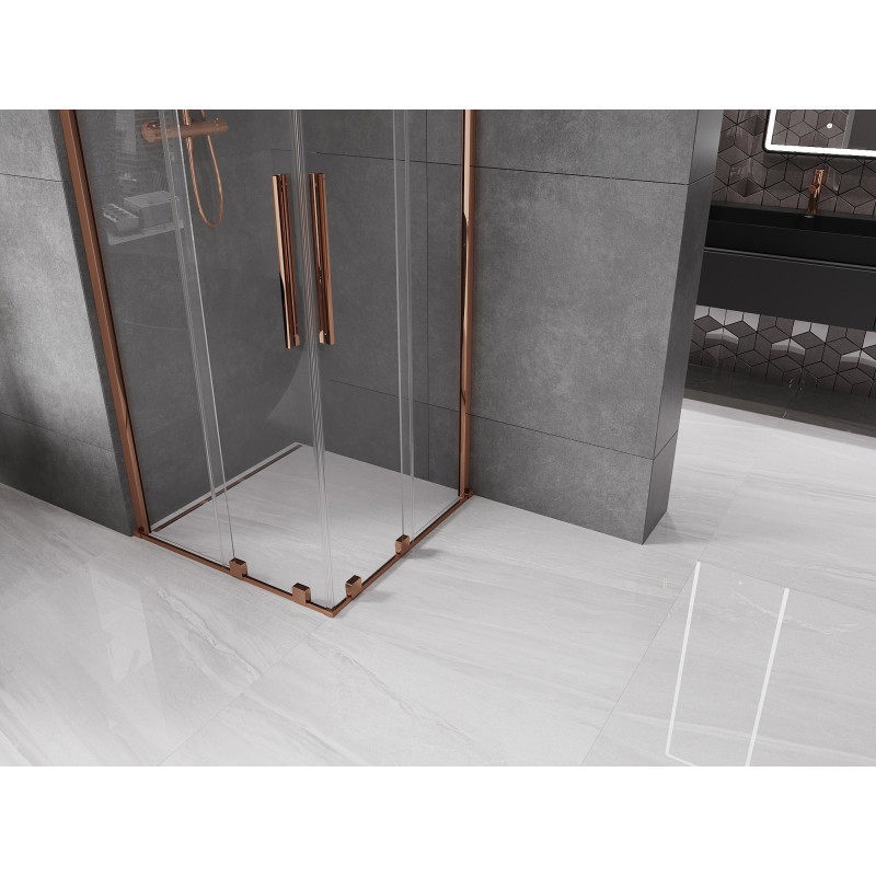 Mexen Velar Duo Sliding Shower Enclosure 90 x 90 cm, Transparent, Rose Gold - 871-090-090-02-60