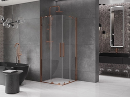 Mexen Velar Duo sliding shower cabin 90 x 90 cm, transparent, rose gold - 871-090-090-02-60