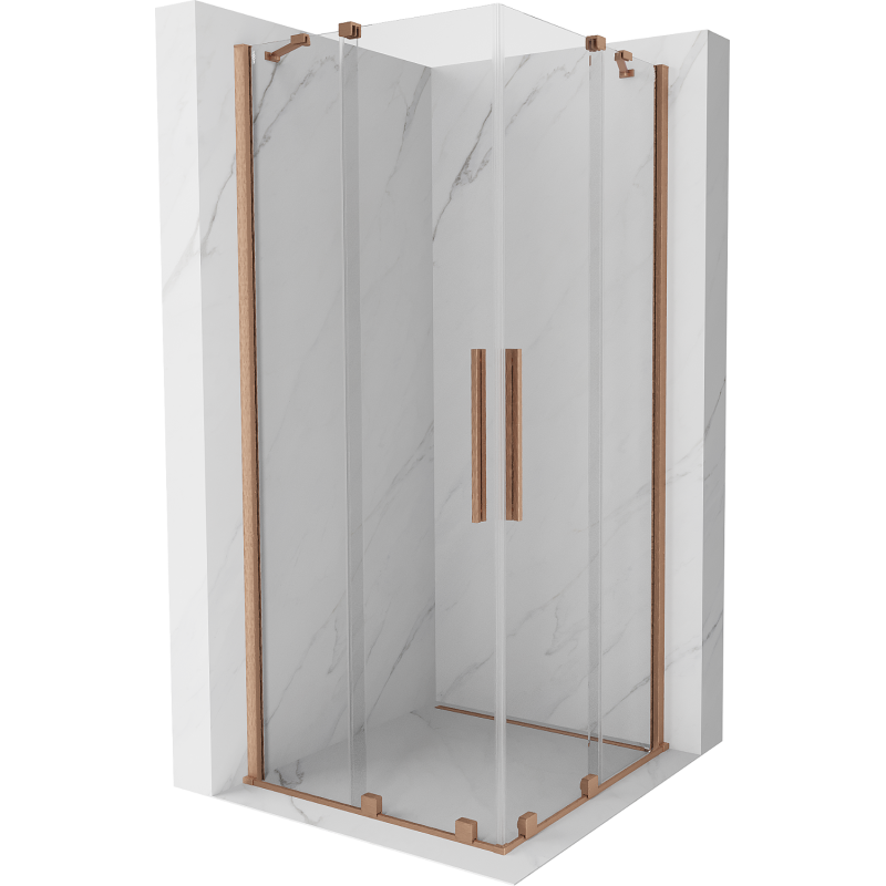Mexen Velar Duo extendable shower cubicle 80 x 80 cm, transparent, brushed copper - 871-080-080-02-65
