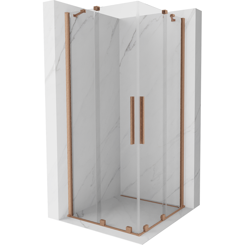 Mexen Velar Duo sliding shower cabin 90 x 90 cm, transparent, brushed copper - 871-090-090-02-65
