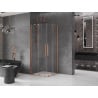Mexen Velar Duo sliding shower cabin 90 x 90 cm, transparent, brushed copper - 871-090-090-02-65