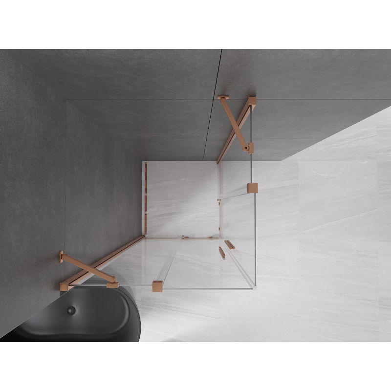 Mexen Velar Duo sliding shower cabin 90 x 90 cm, transparent, brushed copper - 871-090-090-02-65