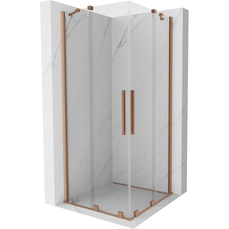 Mexen Velar Duo sliding shower cabin 100 x 100 cm, transparent, brushed copper - 871-100-100-02-65