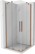 Mexen Velar Duo Sliding Shower Cabin 100 x 100 cm, Transparent, Brushed Copper - 871-100-100-02-65
