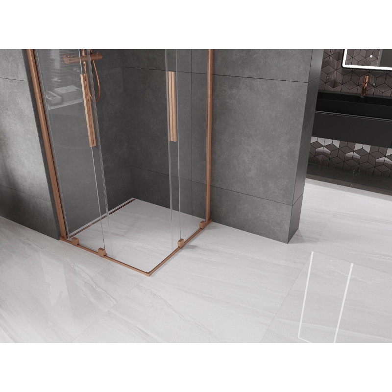 Mexen Velar Duo sliding shower cabin 100 x 100 cm, transparent, brushed copper - 871-100-100-02-65
