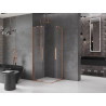 Mexen Velar Duo sliding shower cabin 100 x 100 cm, transparent, brushed copper - 871-100-100-02-65