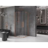 Mexen Velar Duo sliding shower cabin 100 x 100 cm, transparent, brushed copper - 871-100-100-02-65