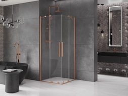 Mexen Velar Duo Sliding Shower Cabin 100 x 100 cm, Transparent, Brushed Copper - 871-100-100-02-65