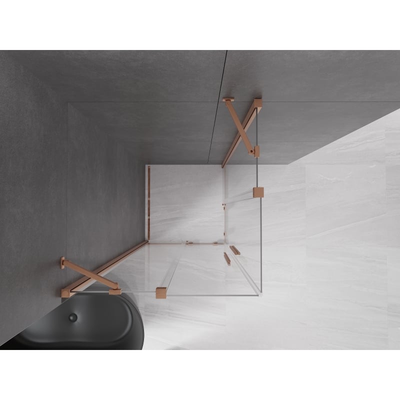 Mexen Velar Duo sliding shower cabin 100 x 100 cm, transparent, brushed copper - 871-100-100-02-65