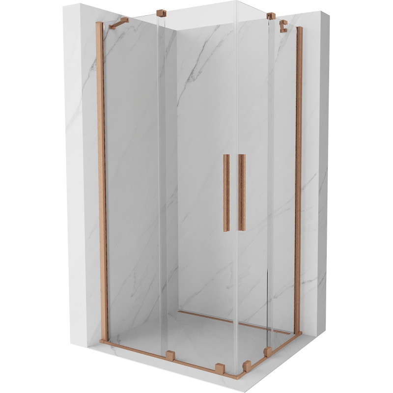 Mexen Velar Duo sliding shower cabin 90 x 80 cm, transparent, brushed copper - 871-090-080-02-65