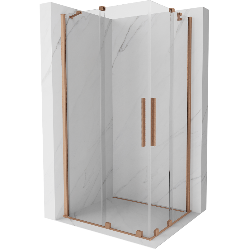 Mexen Velar Duo sliding shower enclosure 90 x 80 cm, transparent, brushed copper - 871-090-080-02-65