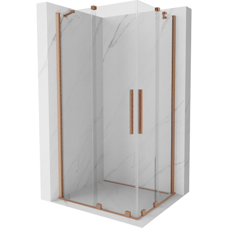 Mexen Velar Duo extendable shower cubicle 90 x 80 cm, transparent, brushed copper - 871-090-080-02-65