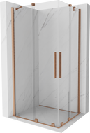 Mexen Velar Duo extendable shower cubicle 90 x 80 cm, transparent, brushed copper - 871-090-080-02-65