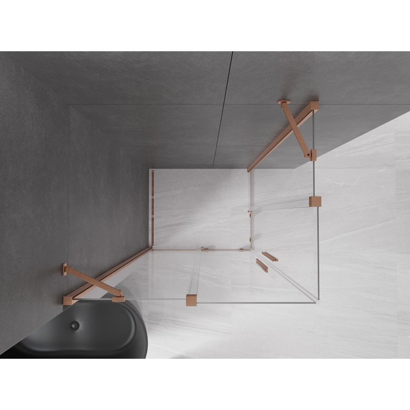 Mexen Velar Duo sliding shower cabin 90 x 80 cm, transparent, brushed copper - 871-090-080-02-65