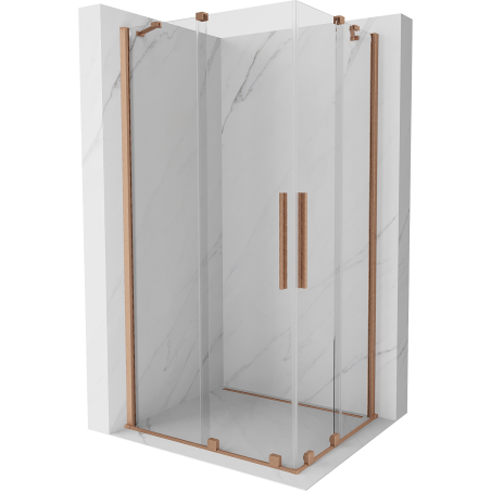 Mexen Velar Duo extendable shower cubicle 100 x 90 cm, transparent, brushed copper - 871-100-090-02-65