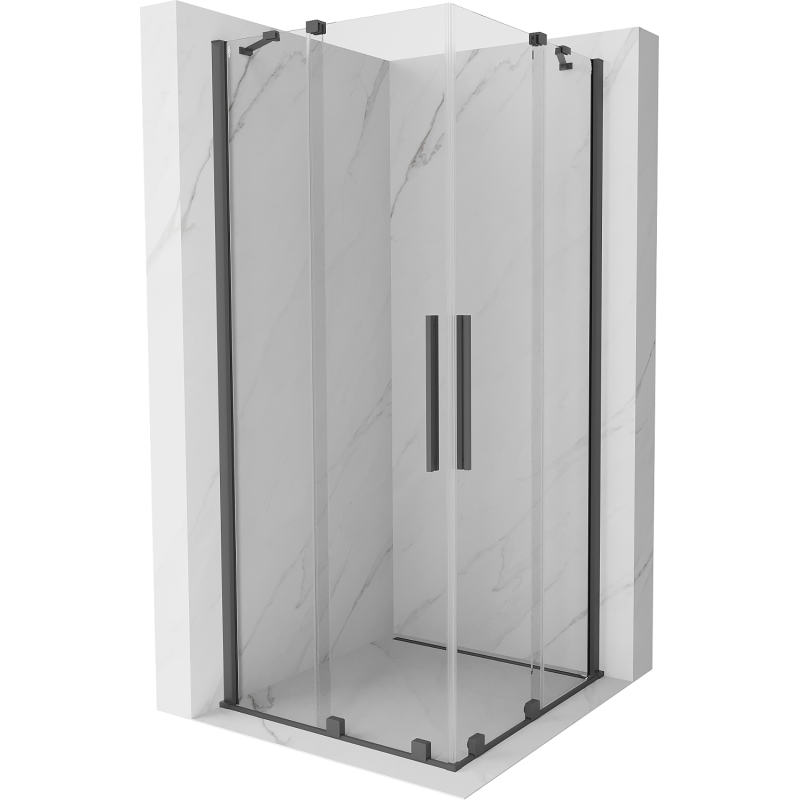 Mexen Velar Duo sliding shower cabin 80 x 80 cm, transparent, brushed gun gray - 871-080-080-02-66