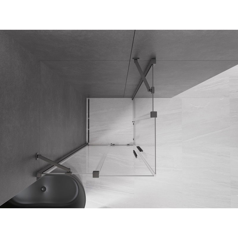 Mexen Velar Duo sliding shower cabin 80 x 80 cm, transparent, brushed gun gray - 871-080-080-02-66