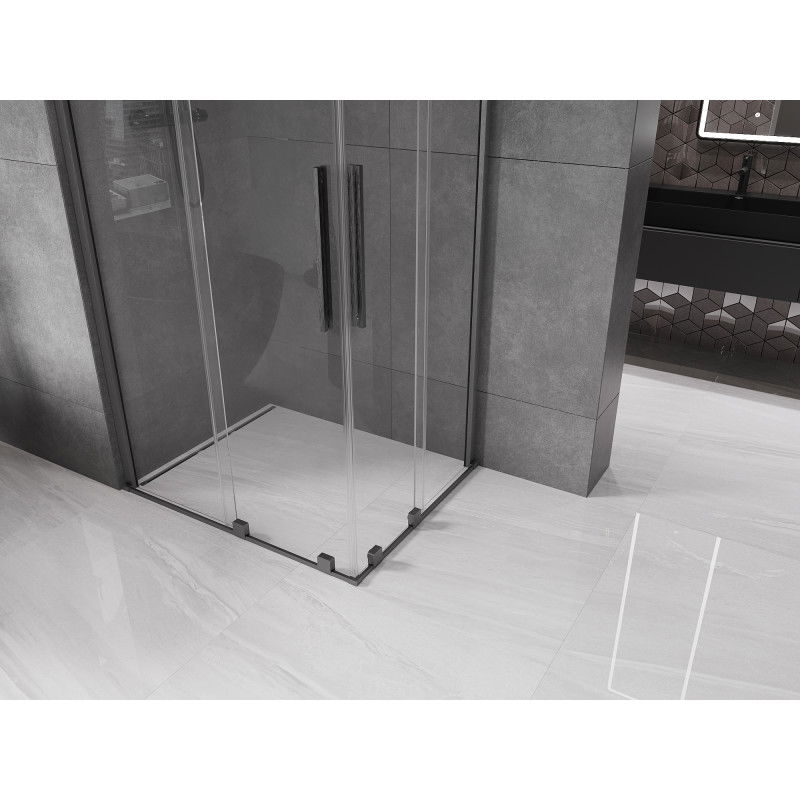 Mexen Velar Duo sliding shower cabin 90 x 80 cm, transparent, gun gray brushed - 871-090-080-02-66
