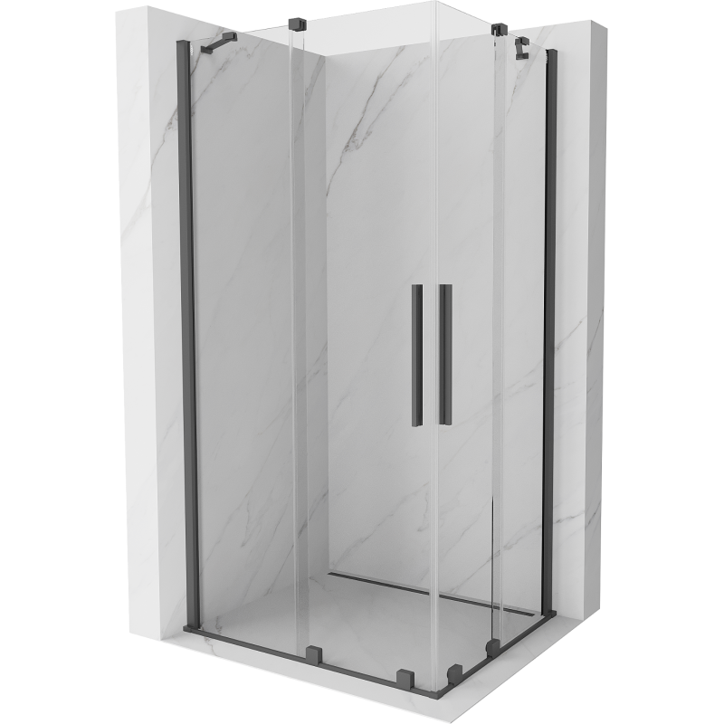 Mexen Velar Duo extendable shower cubicle 100 x 90 cm, transparent, brushed gun gray - 871-100-090-02-66