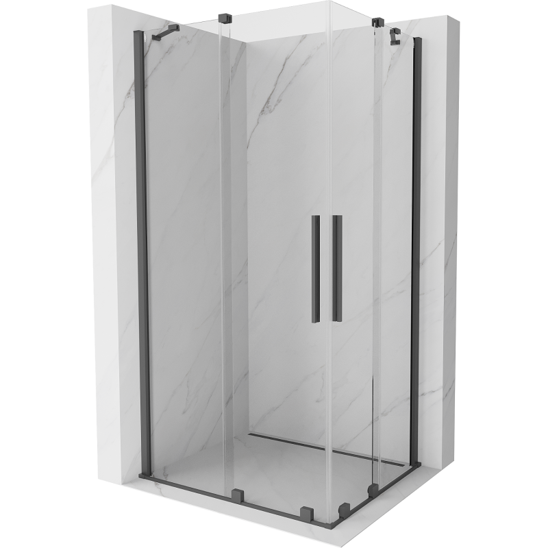 Mexen Velar Duo sliding shower enclosure 100 x 90 cm, transparent, brushed gun gray - 871-100-090-02-66