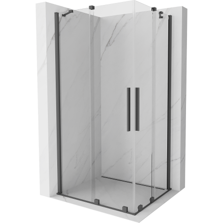 Mexen Velar Duo sliding shower enclosure 100 x 90 cm, transparent, brushed gun gray - 871-100-090-02-66