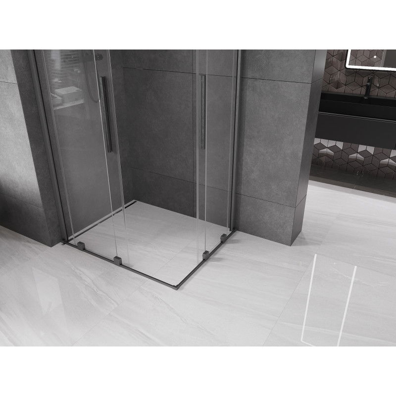 Mexen Velar Duo sliding shower cabin 100 x 90 cm, transparent, brushed gun gray - 871-100-090-02-66