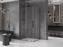 Mexen Velar Duo sliding shower enclosure 100 x 90 cm, transparent, brushed gun gray - 871-100-090-02-66