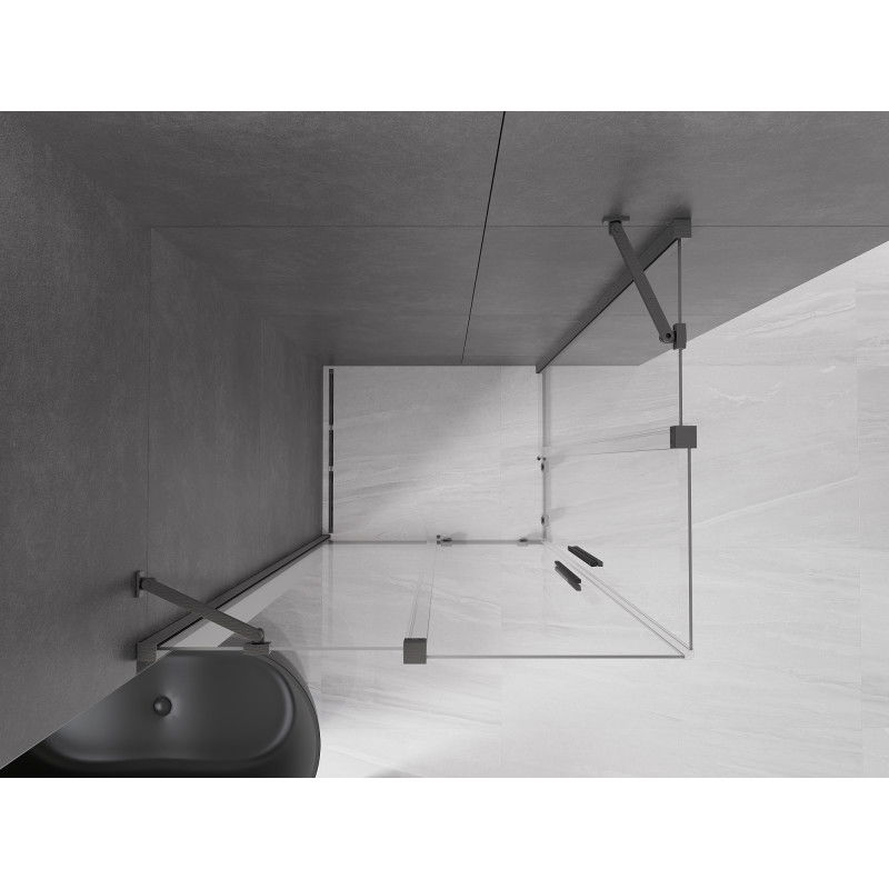 Mexen Velar Duo sliding shower cabin 100 x 90 cm, transparent, brushed gun gray - 871-100-090-02-66