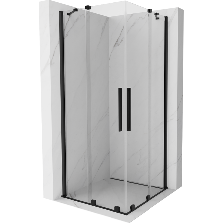 Mexen Velar Duo extendable shower cubicle 80 x 80 cm, transparent, black - 871-080-080-02-70