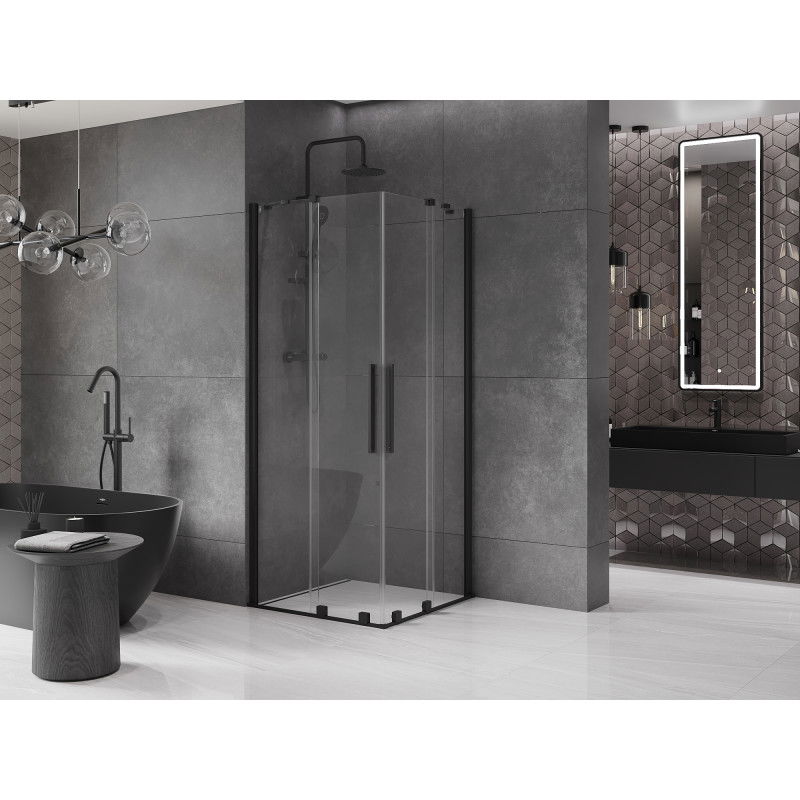 Mexen Velar Duo 80 x 80 cm sliding shower enclosure, transparent, black - 871-080-080-02-70