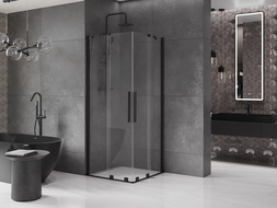 Mexen Velar Duo extendable shower cubicle 80 x 80 cm, transparent, black - 871-080-080-02-70