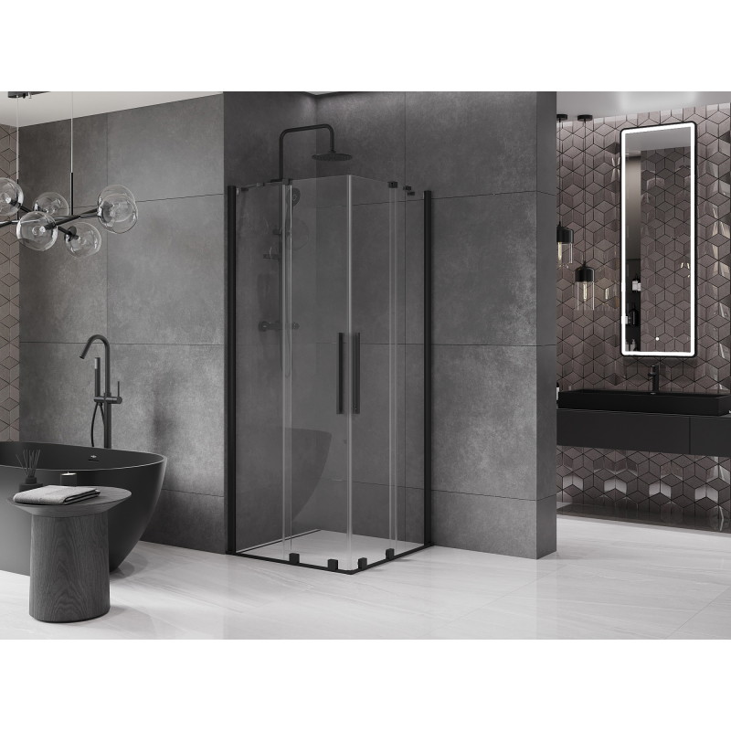Mexen Velar Duo Sliding Shower Enclosure 90 x 90 cm, Transparent, Black - 871-090-090-02-70