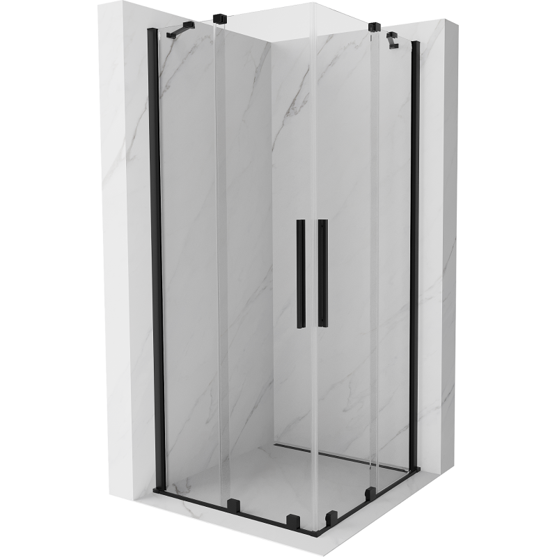 Mexen Velar Duo sliding shower enclosure 100 x 100 cm, transparent, black - 871-100-100-02-70