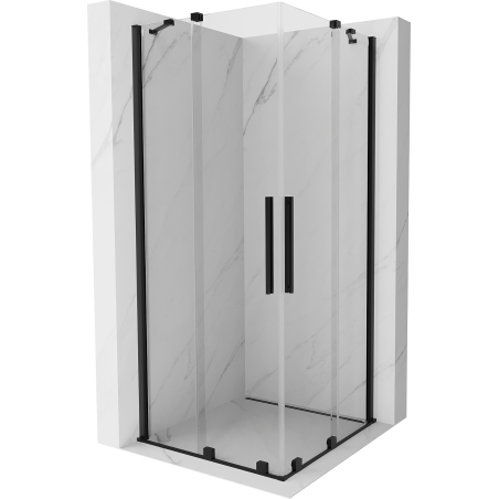 Mexen Velar Duo sliding shower enclosure 100 x 100 cm, transparent, black - 871-100-100-02-70