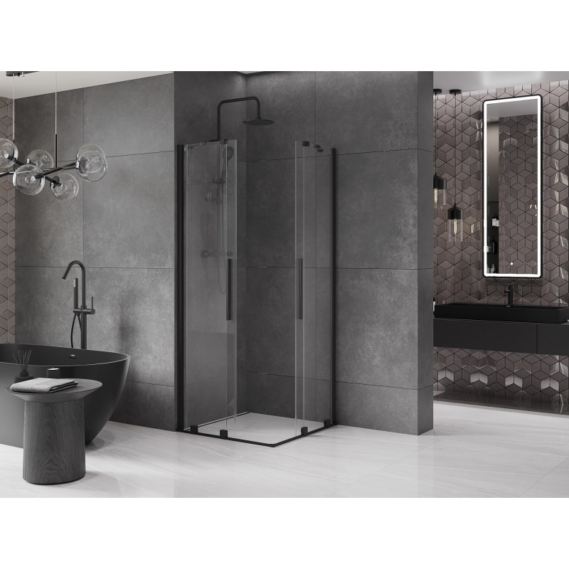 Mexen Velar Duo Sliding Shower Cabin 100 x 100 cm, Transparent, Black - 871-100-100-02-70