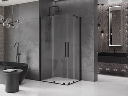 Mexen Velar Duo extendable shower cubicle 100 x 90 cm, transparent, black - 871-100-090-02-70