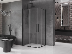 Mexen Velar Duo sliding shower cabin 100 x 90 cm, transparent, black - 871-100-090-02-70