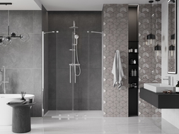 Mexen Velar Duo sliding shower door 140 cm, transparent, chrome - 871-140-000-02-01