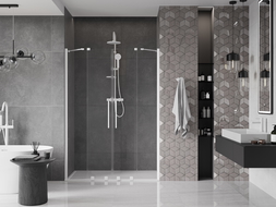 Mexen Velar Duo sliding shower door 140 cm, transparent, white - 871-140-000-02-20