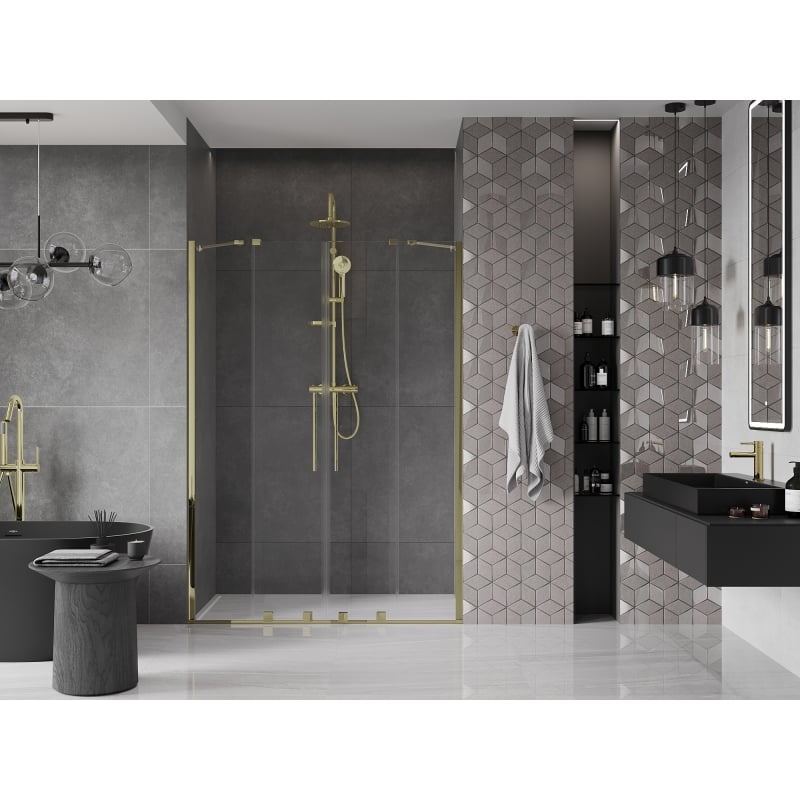 Mexen Velar Duo shower sliding doors 150 cm, transparent, gold - 871-150-000-02-50